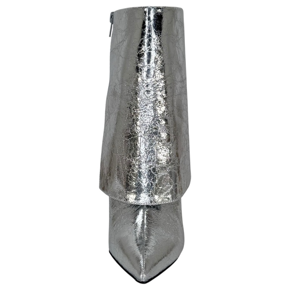 INC Sabeel Silver Patent Leather Cuff Heeled Womens Boots Size 8.5M - Picture 7 of 14